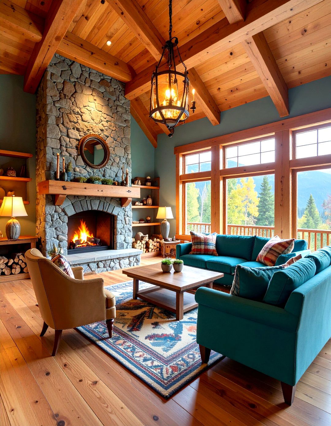 Cabin Style Trophy Room with Natural Elements - 25 Hunting Trophy Room Ideas