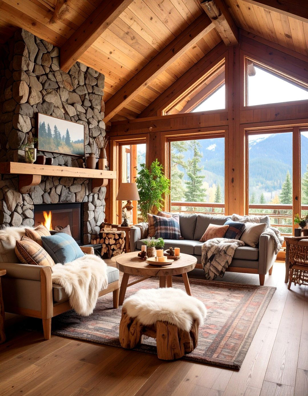 Cabin Wilderness Snug Room with Log Walls and Wildlife Motifs - 25 Snug Room Ideas