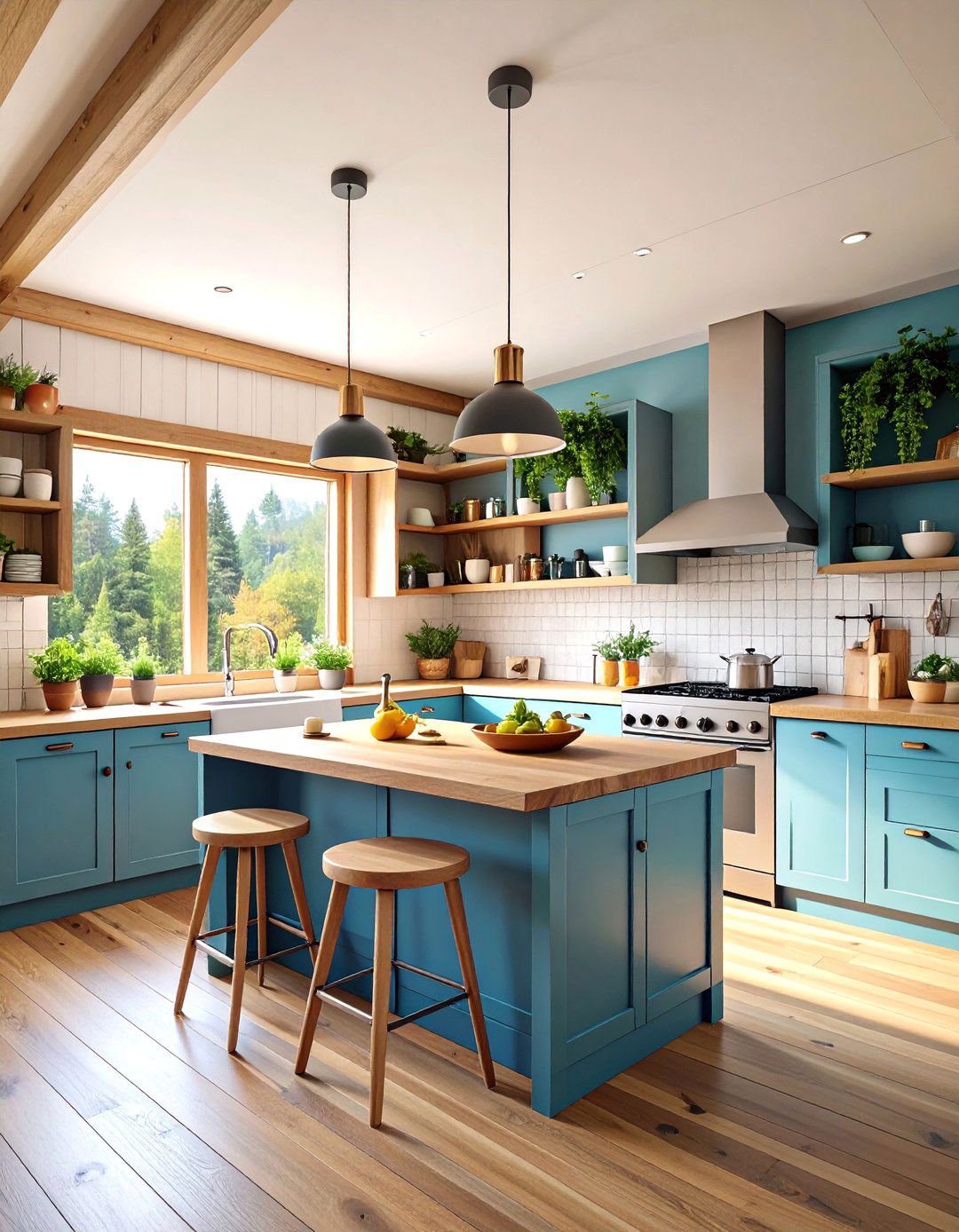 Cabin with Kitchen Island and Efficient Cooking Space - 25 One Room Cabin Interior Design Ideas