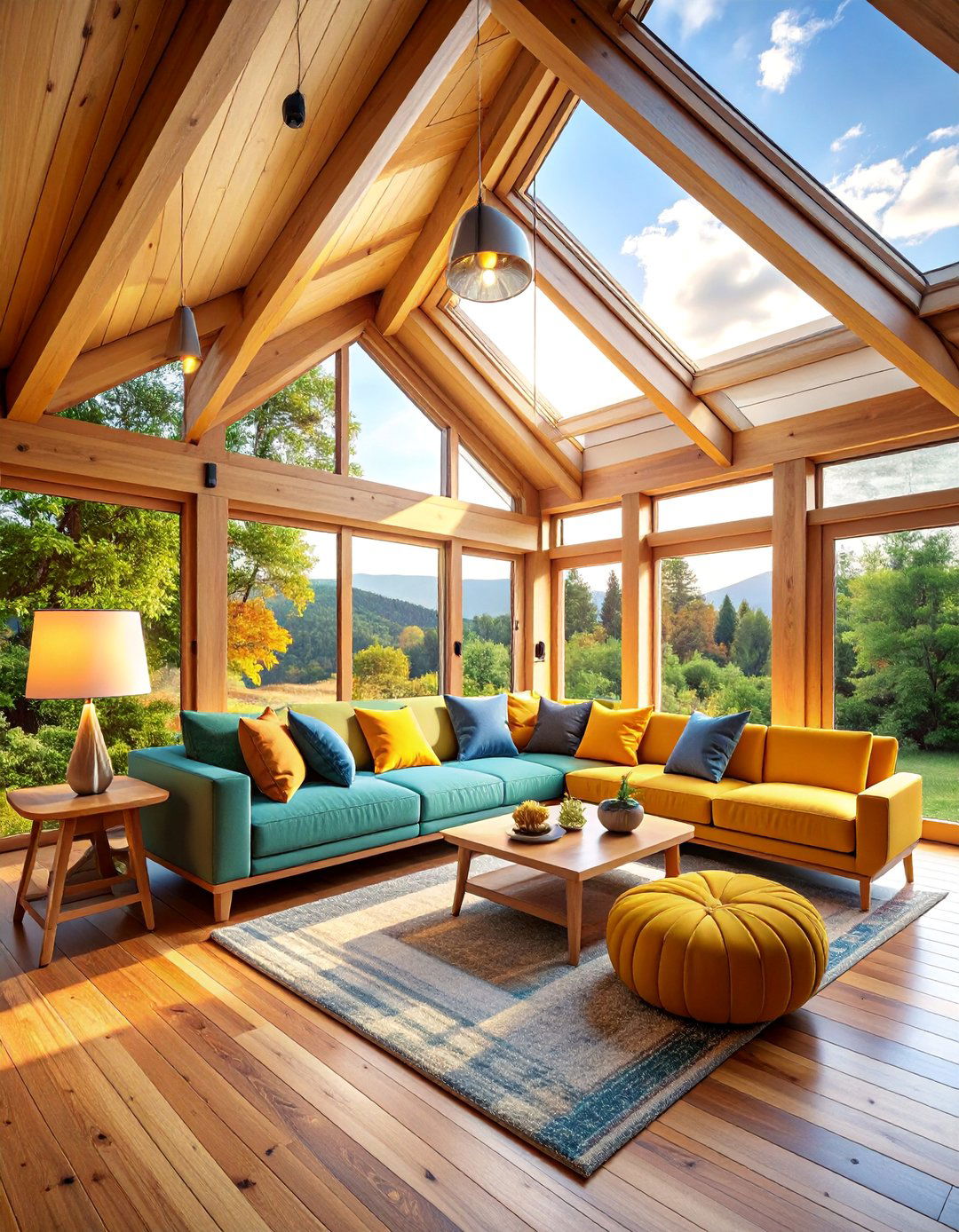 Cabin with Natural Light and Strategic Skylight Placement - 25 One Room Cabin Interior Design Ideas