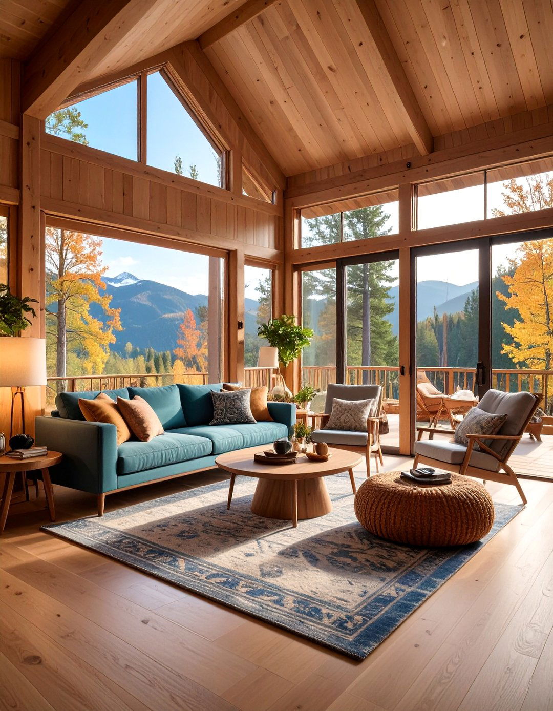 Cabin with Outdoor Indoor Living Connection and Covered Porch - 25 One Room Cabin Interior Design Ideas