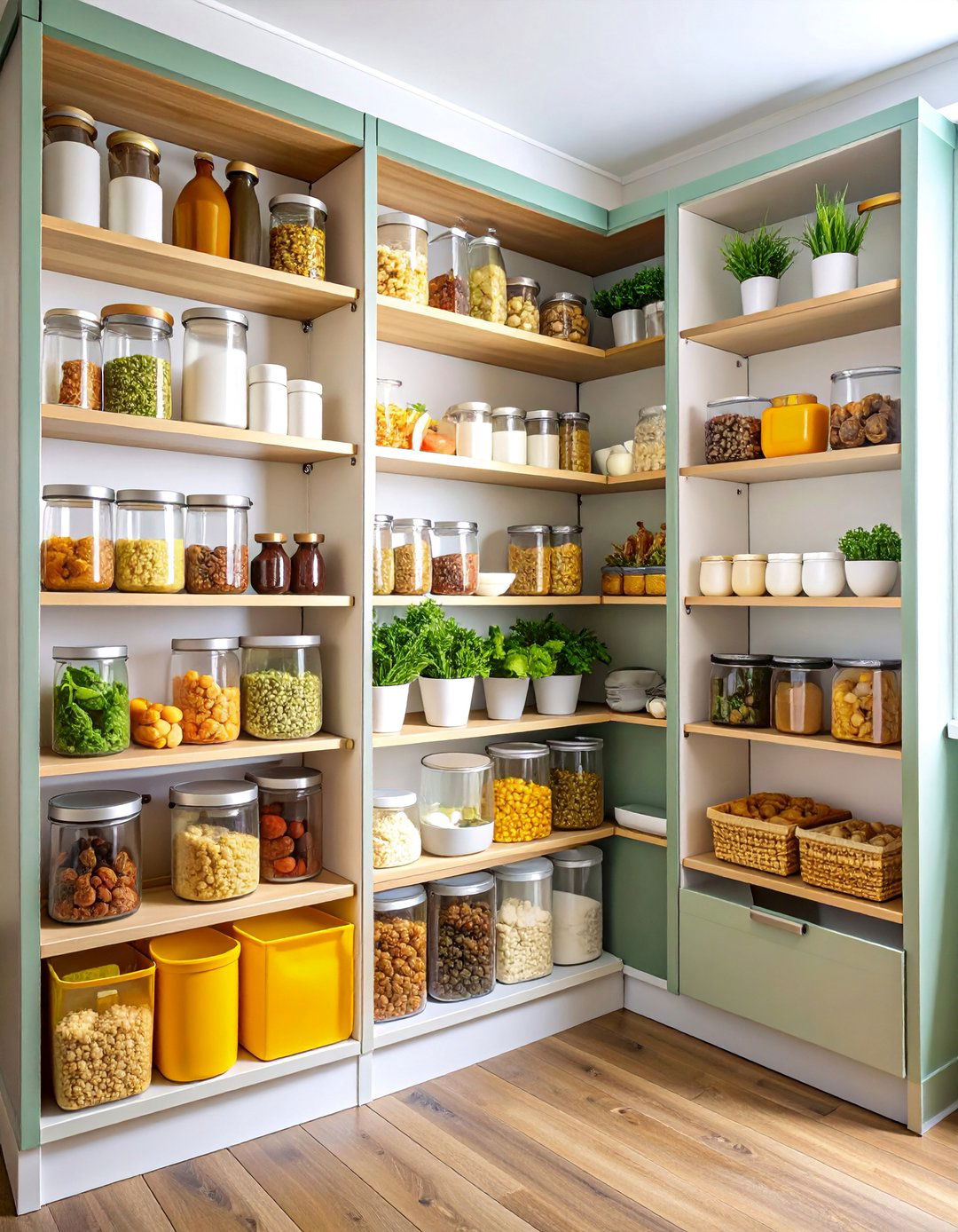 Cabinet Style Pantry with Clear Containers - 25 Kitchen Pantry Ideas