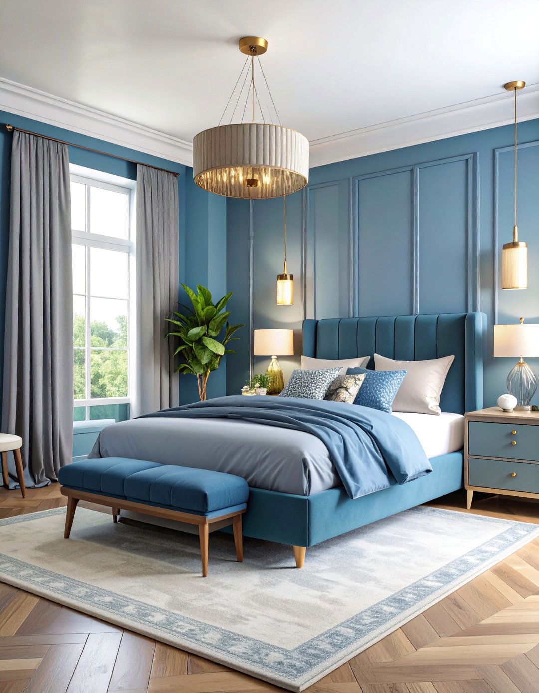 Cadet Blue Military Precision with Structured Design - 25 Moody Blue Bedroom Ideas