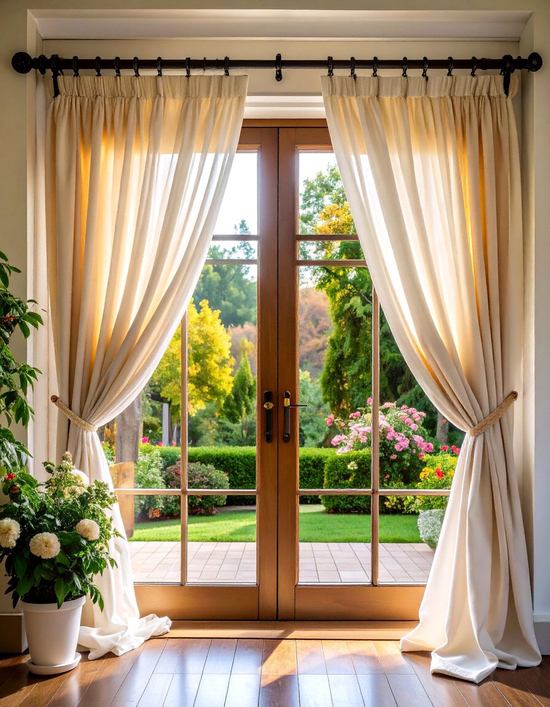 Cafe Curtain Charming Privacy Solution - 25 Front Door Privacy Ideas