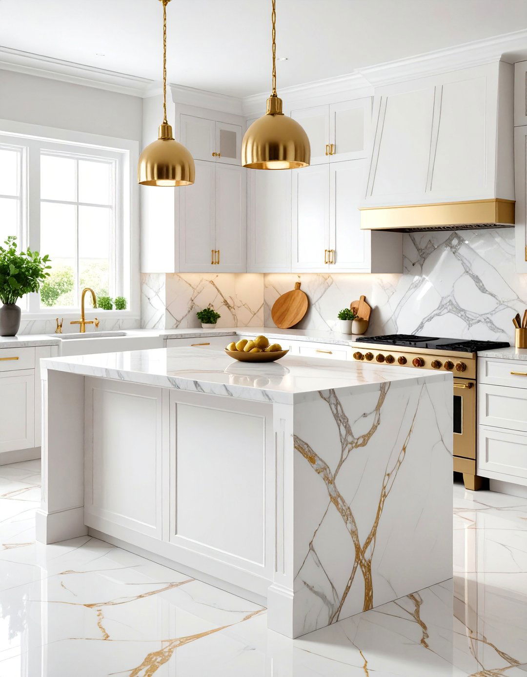 Calacatta Marble Mosaic with Golden Veining - 25 Modern Kitchen Backsplash Ideas