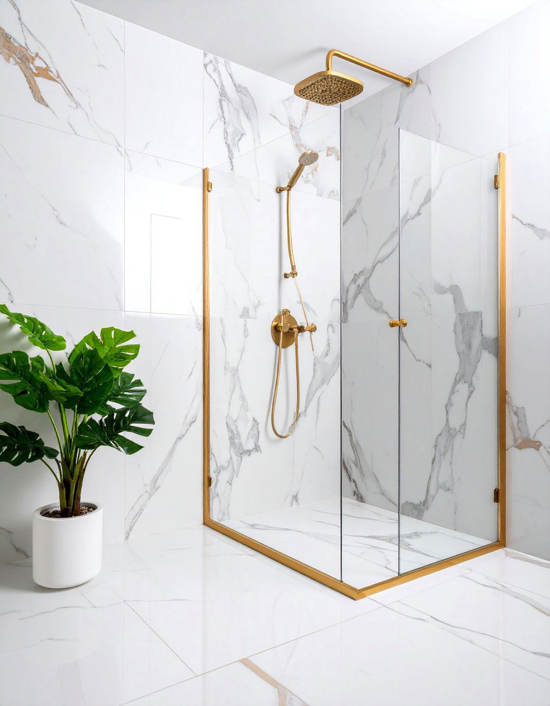 Calacatta Marble with Bold Veining - 25 Walk-in Shower Tile Ideas
