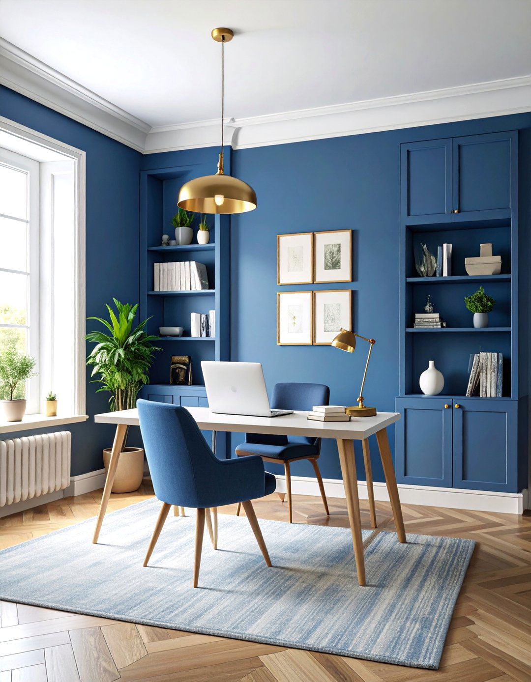 Calming Steel Blue Study - 25 Monochromatic Color Schemes for Rooms