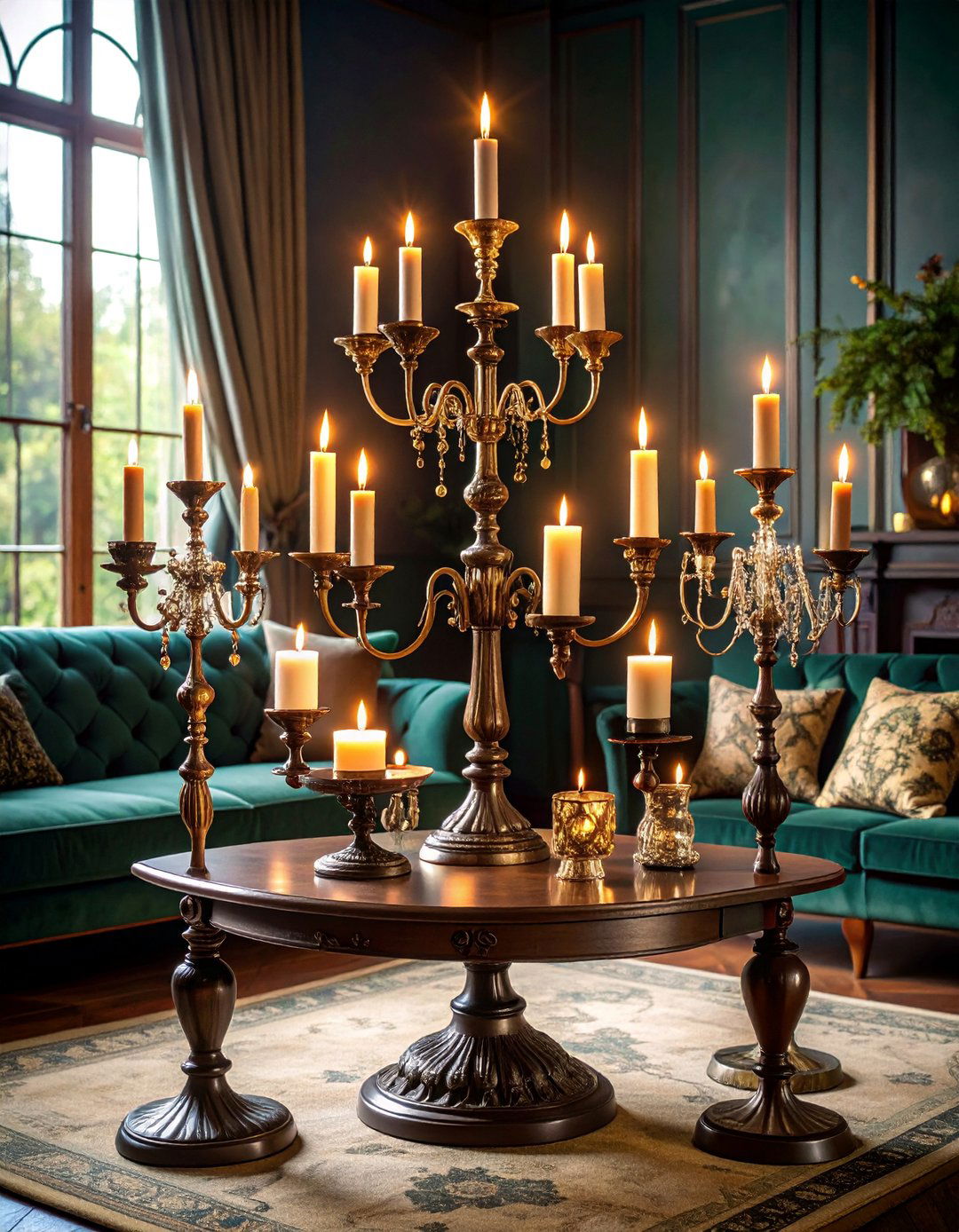 Candelabra Collection with Dramatic Height Variation - 25 Fireplace Mantel Lighting Ideas
