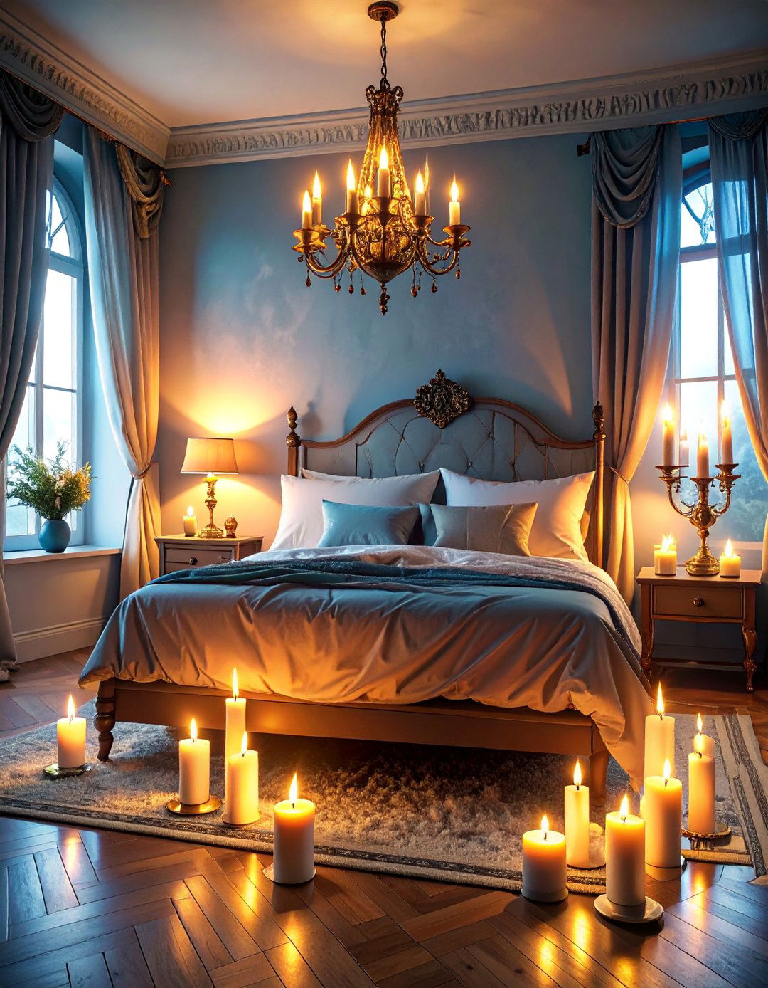 Candle Gothic Bedroom with Ambient Flame Lighting - 25 Gothic Bedroom Ideas