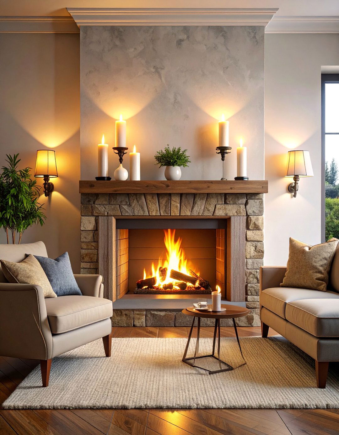 Candle Style Electric Sconces - 25 Fireplace Lighting Ideas