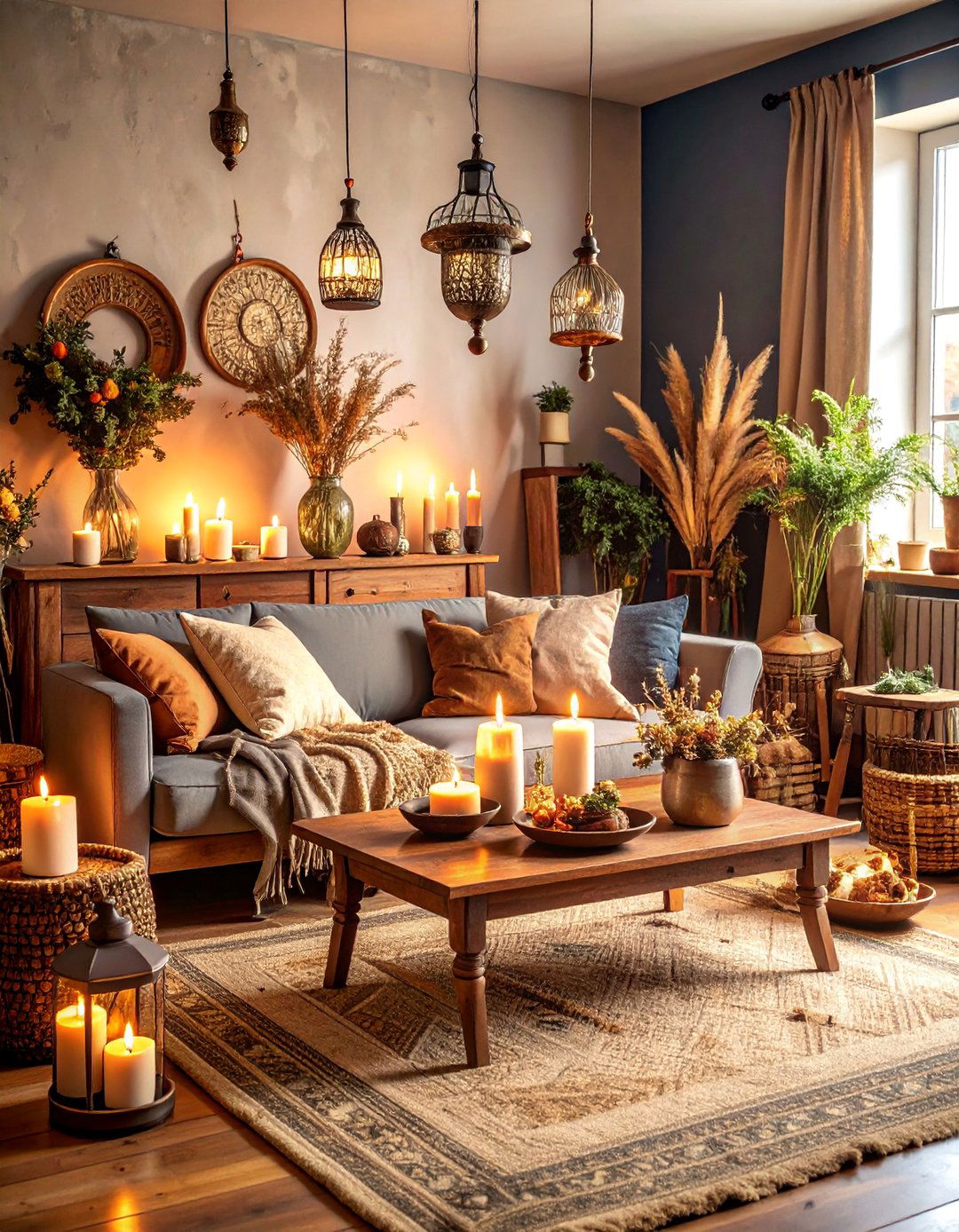 Candlelit Primitive Living Room Ambiance - 25 Primitive Living Room Ideas