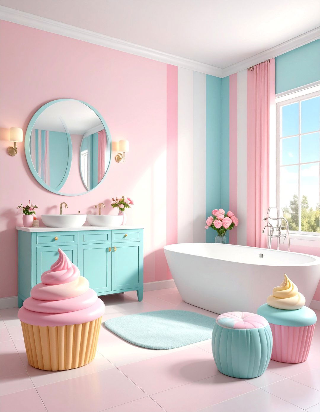 Candy Land Kids Bathroom with Sweet Pastel Color Schemes - 25 Kids Bathroom Ideas