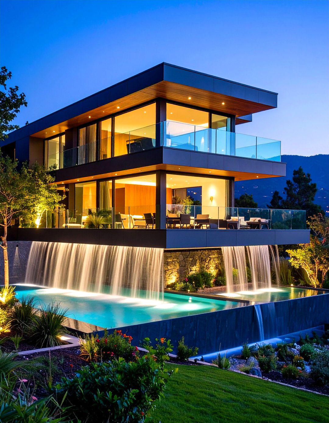 Cantilever Balcony with Water Feature Integration - 25 Cantilever Balcony Ideas