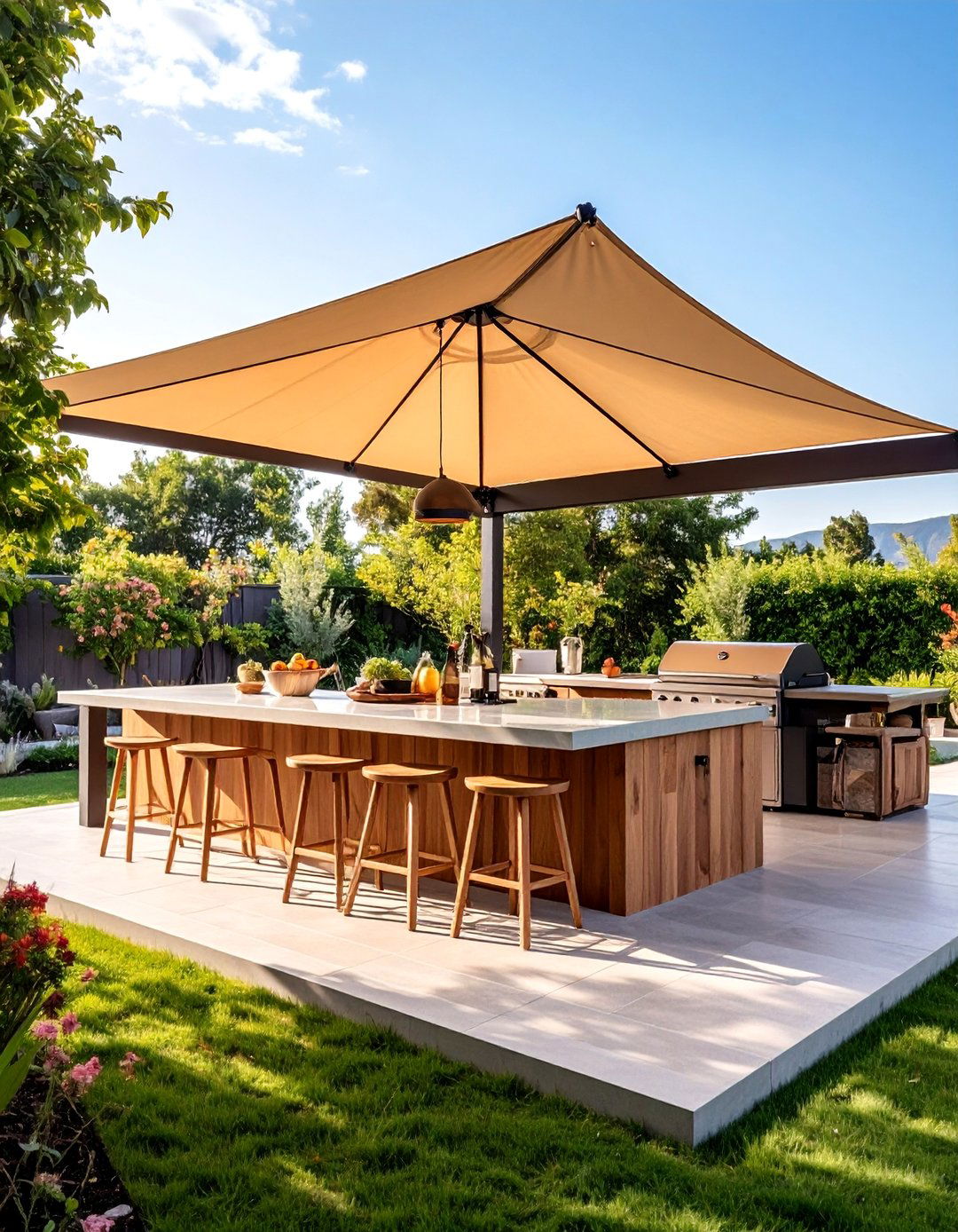 Canvas Canopy Outdoor Kitchen with Rustic Charm - 25 Shade Ideas