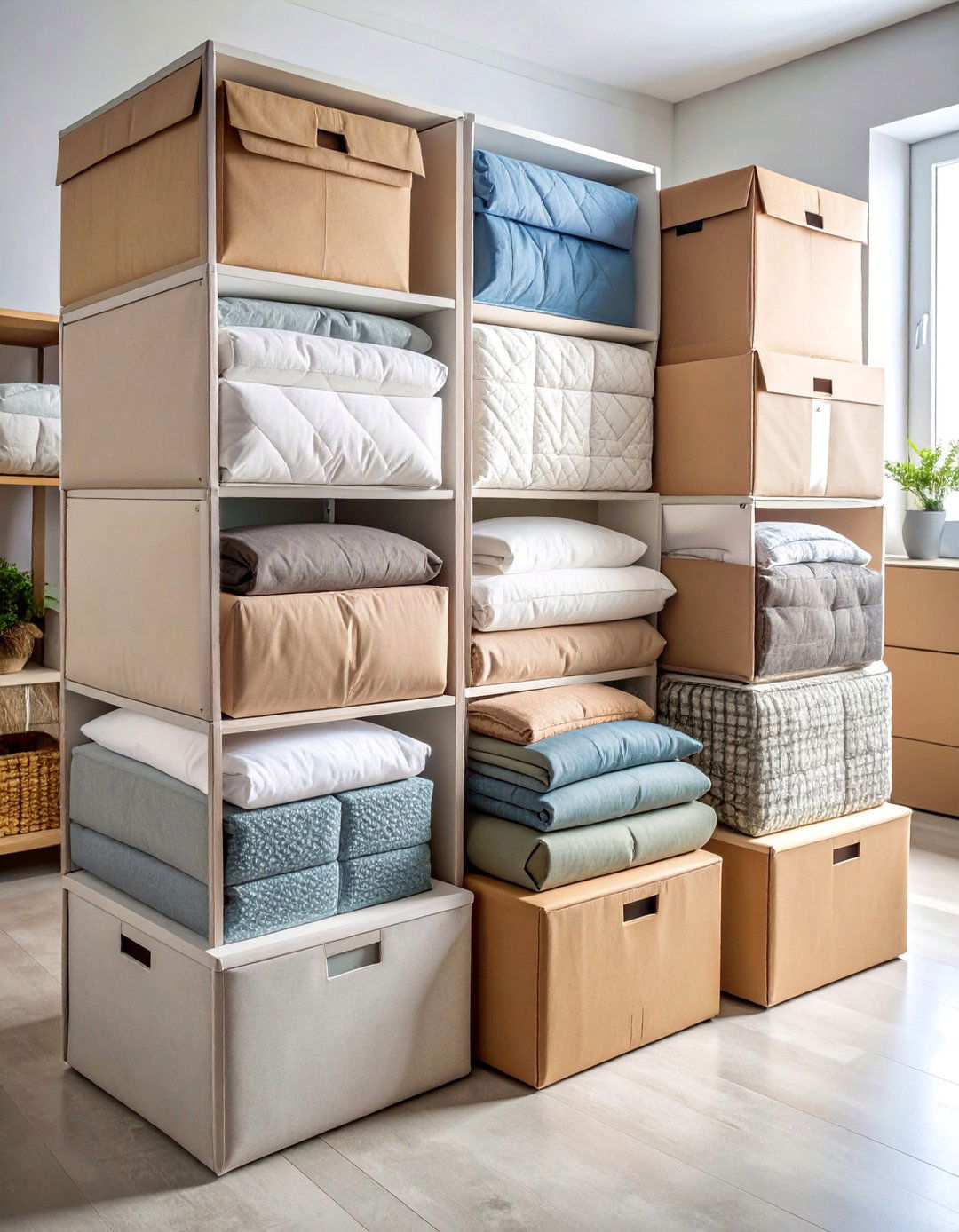 Canvas Storage Cube Organization - 25 Comforter Storage Ideas