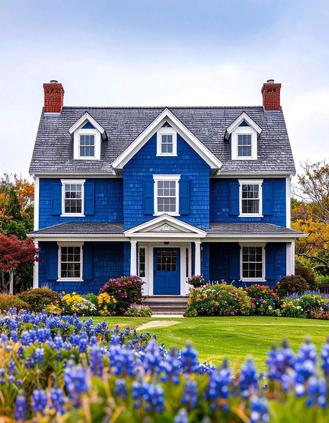 Cape Cod Amethyst with Navy Blue Shutters - 25 Purple House Exterior Ideas