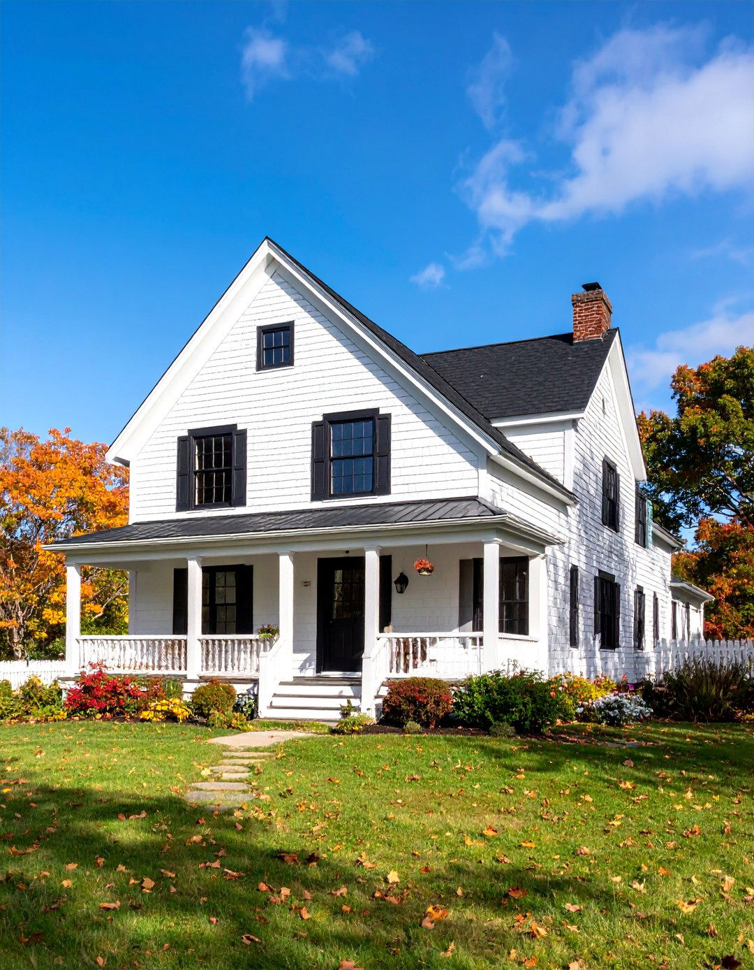Cape Cod Style with Black Dormer Trim - 25 single story white house black trim