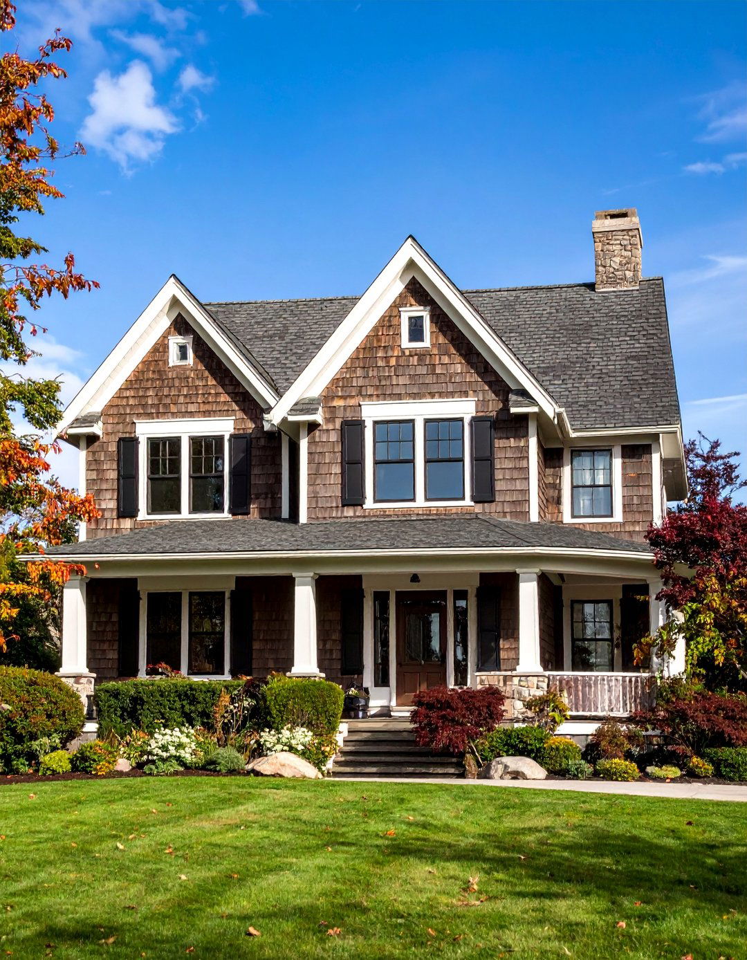 Cape Cod with Cedar Shingle Siding - 25 Dark Brown House With Black Trim