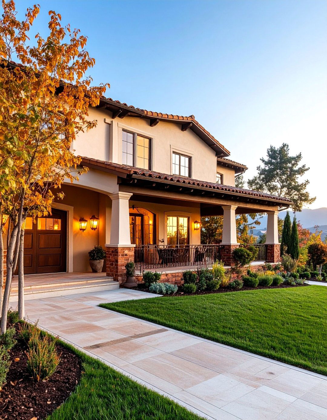 Caramel Vinyl with Chocolate Brown Brick Tuscan Inspiration - 25 Vinyl Siding and Brick Combinations