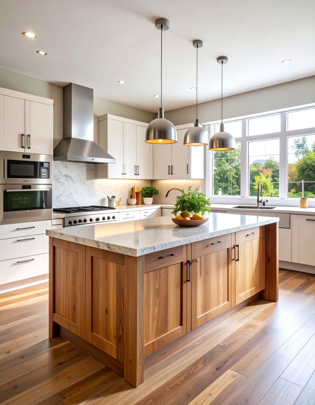 Carbonized Oak Island with Cool Toned Granite - 25 Kitchens With Butcher Block Countertops