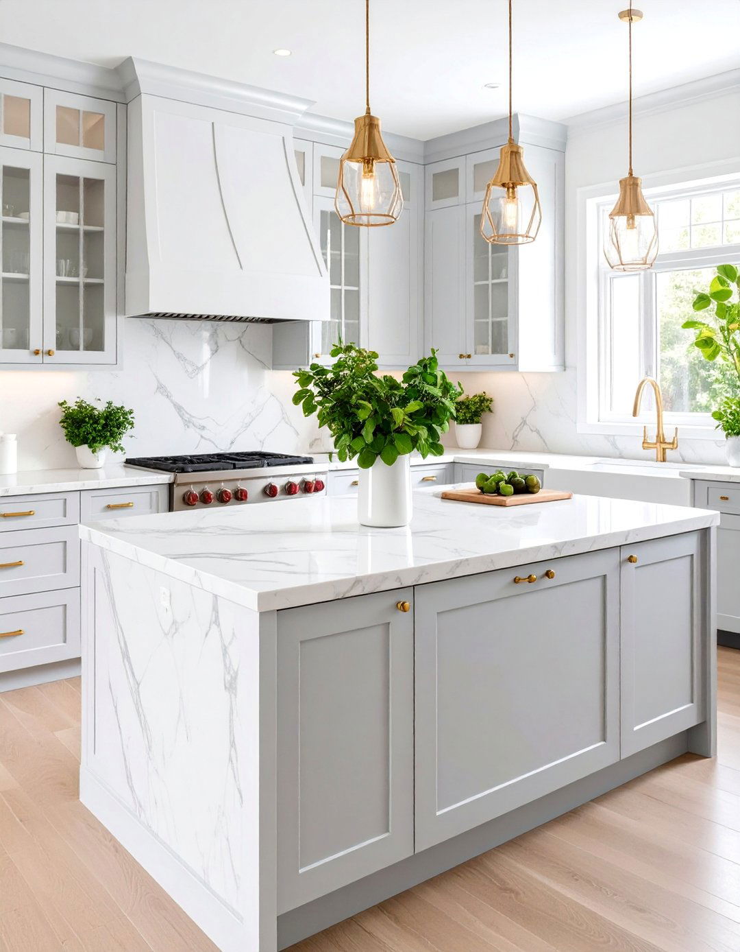 Carrara Inspired Quartz with Subtle Gray Veining - 25 Quartz Kitchen Countertops