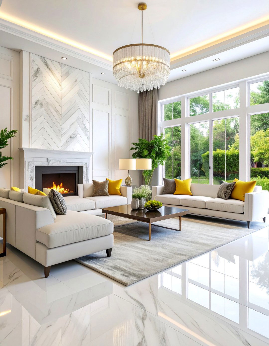 Carrara Marble Herringbone Fireplace - 25 Fireplace Tile Ideas