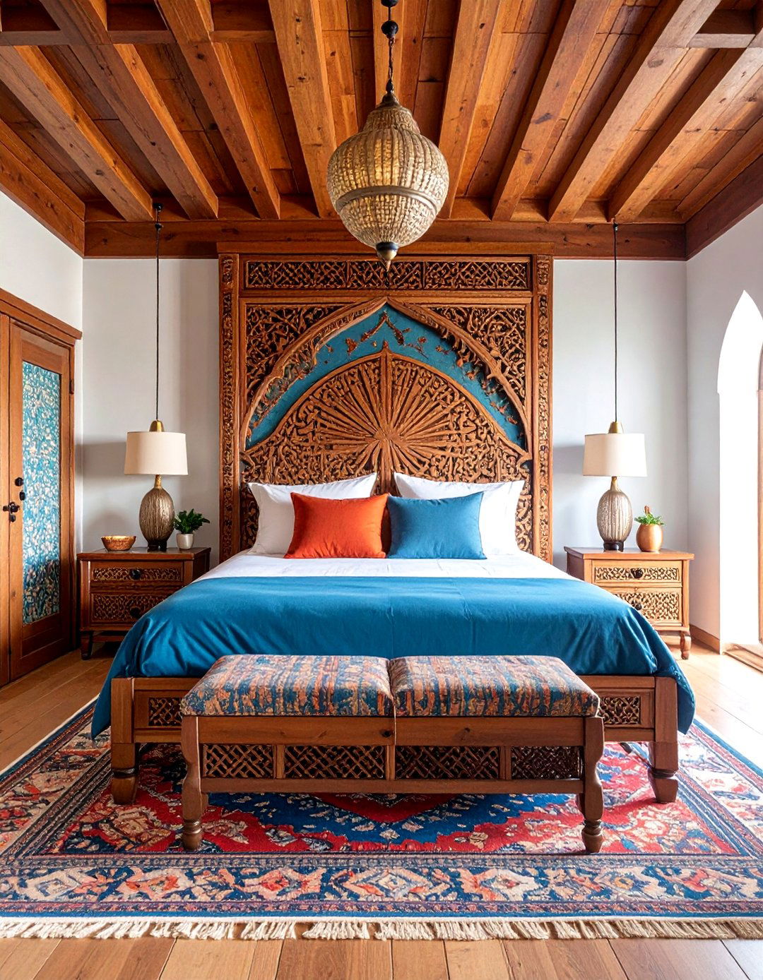 Carved Wood Statement Moroccan Bedroom - 25 Moroccan Themed Bedroom Ideas