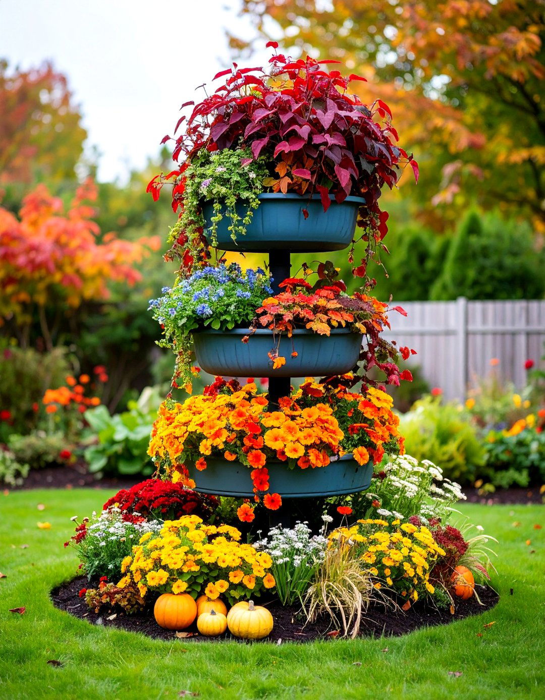 Cascading Fall Planter with Dramatic Spillers - 25 Fall Planter Ideas