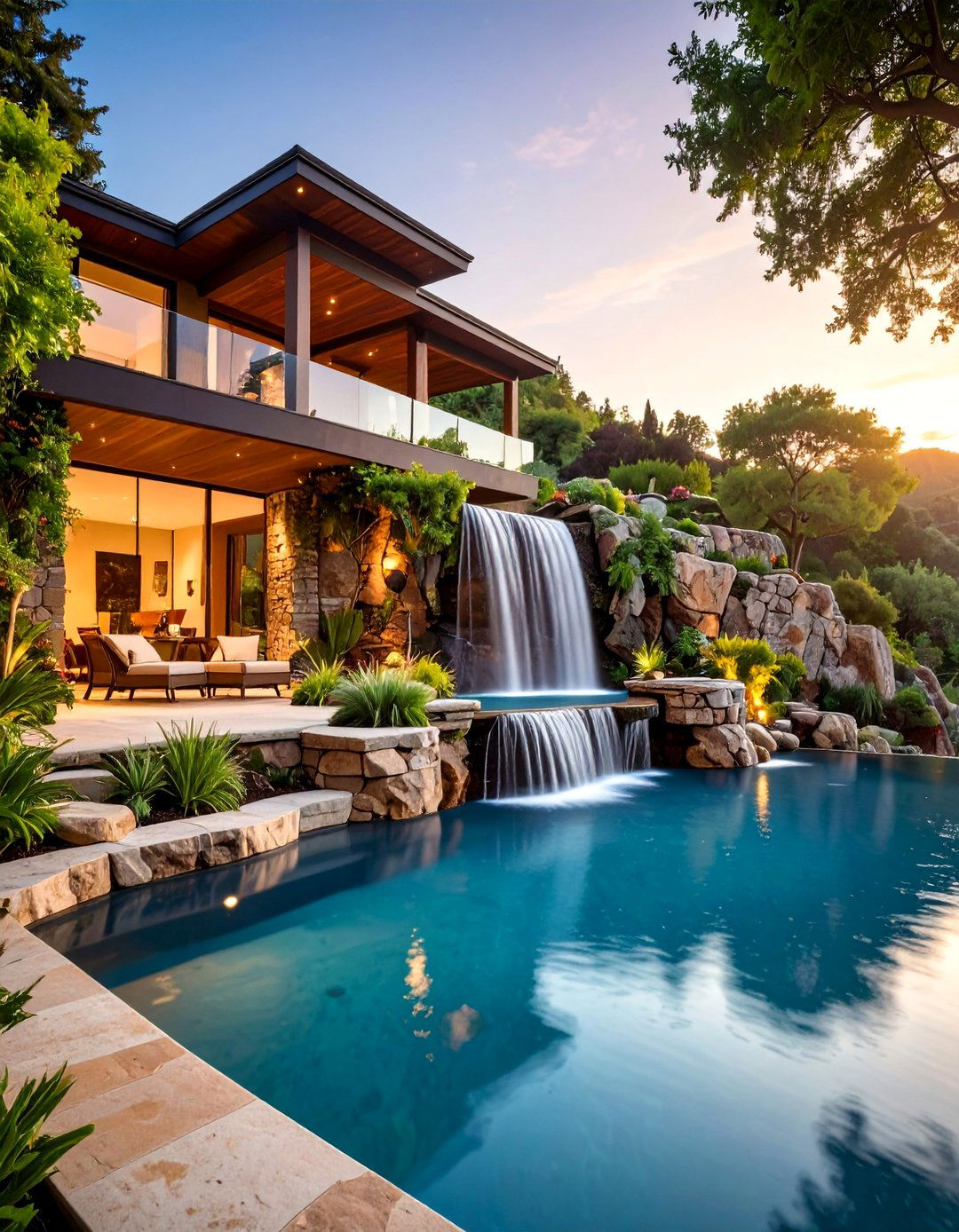 Cascading Terrace Lagoon Levels - 25 Lagoon Pool Design Ideas