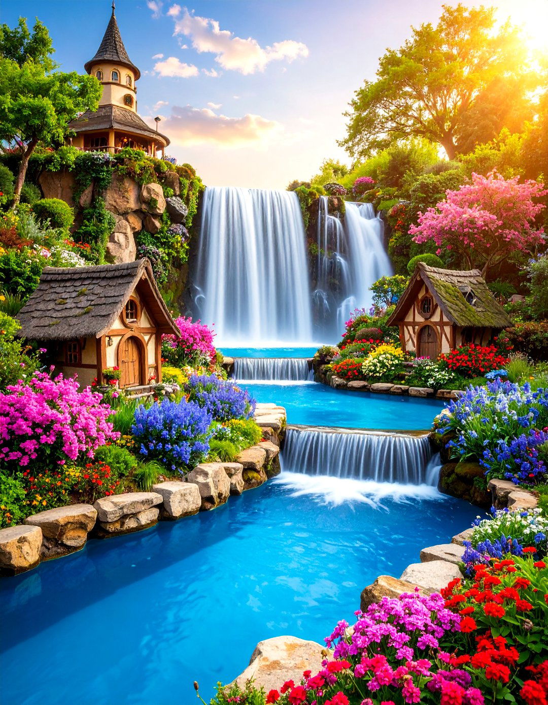 Cascading Waterfall Fairy Garden - 25 Large Fairy Garden Ideas