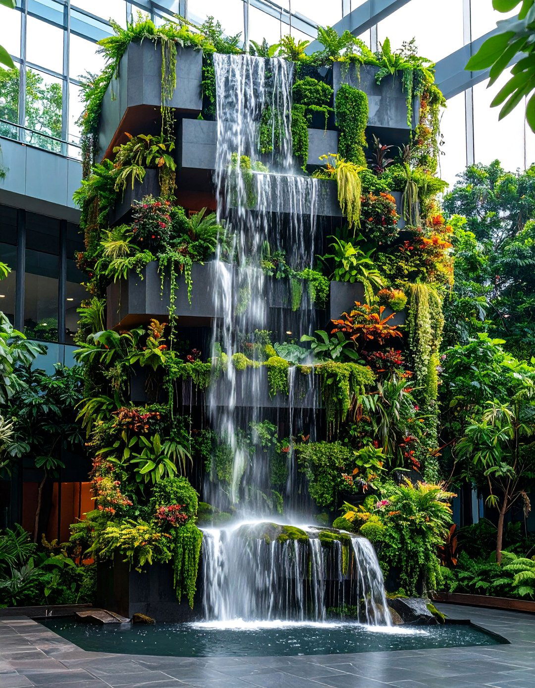 Cascading Waterfall Living Arrangement - 25 Potted Plant Arrangement Ideas