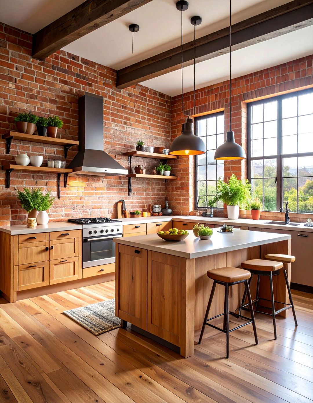 Cashmere Kitchen with Exposed Brick Wall - 25 Cashmere Kitchen Ideas