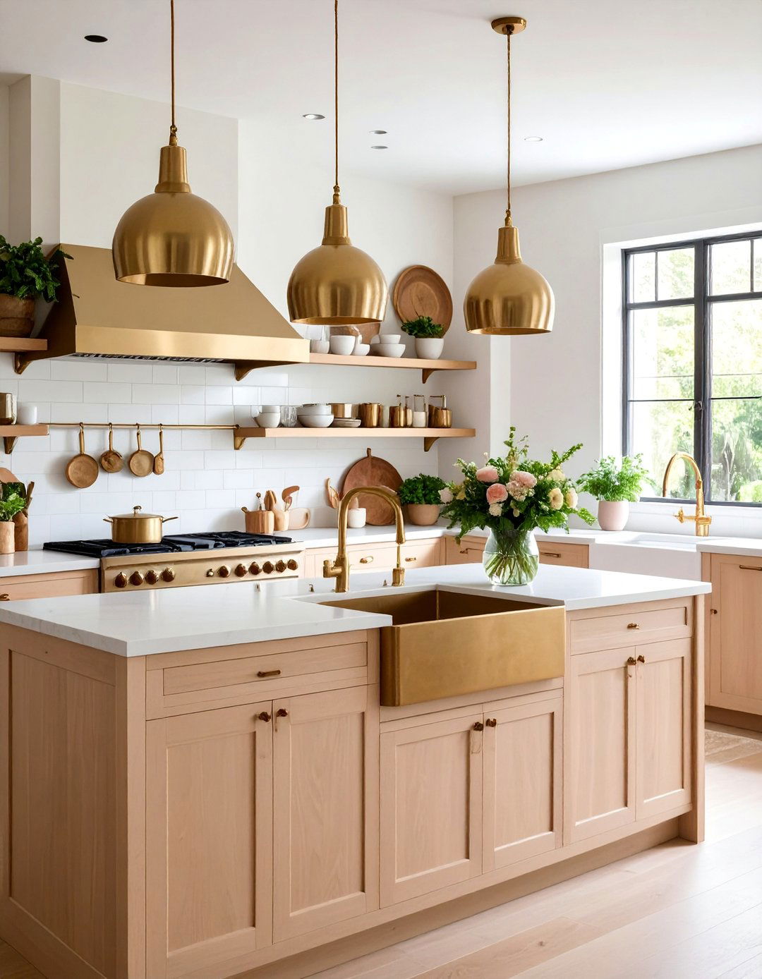 Cashmere Kitchen with Hammered Brass Sink - 25 Cashmere Kitchen Ideas
