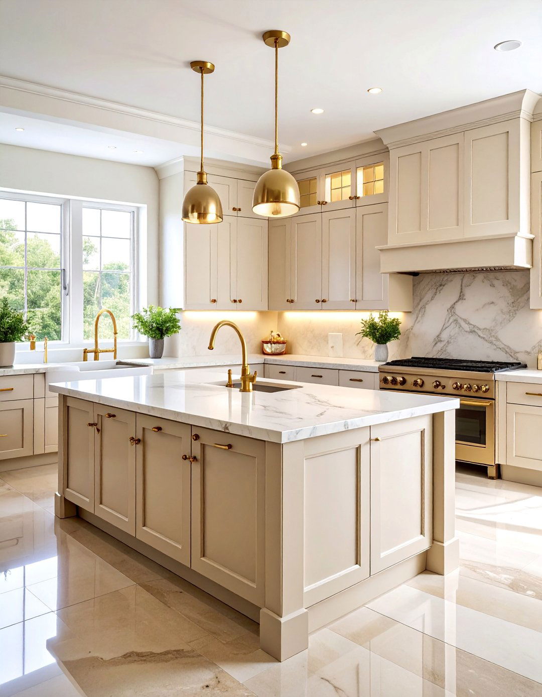 Cashmere Shaker Kitchen with Unlacquered Brass - 25 Cashmere Kitchen Ideas