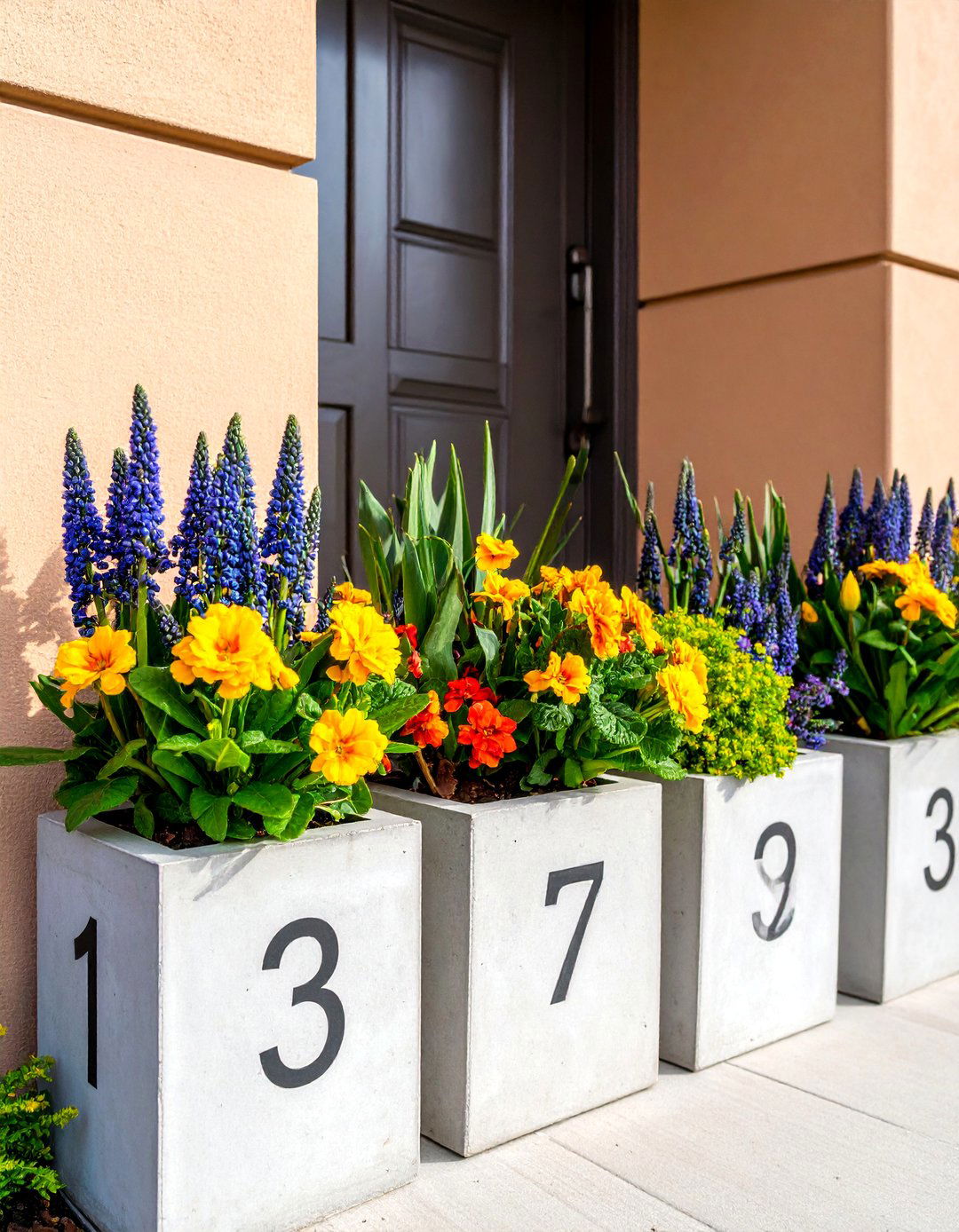 Cast Concrete House Number Planters - 25 House Number Ideas