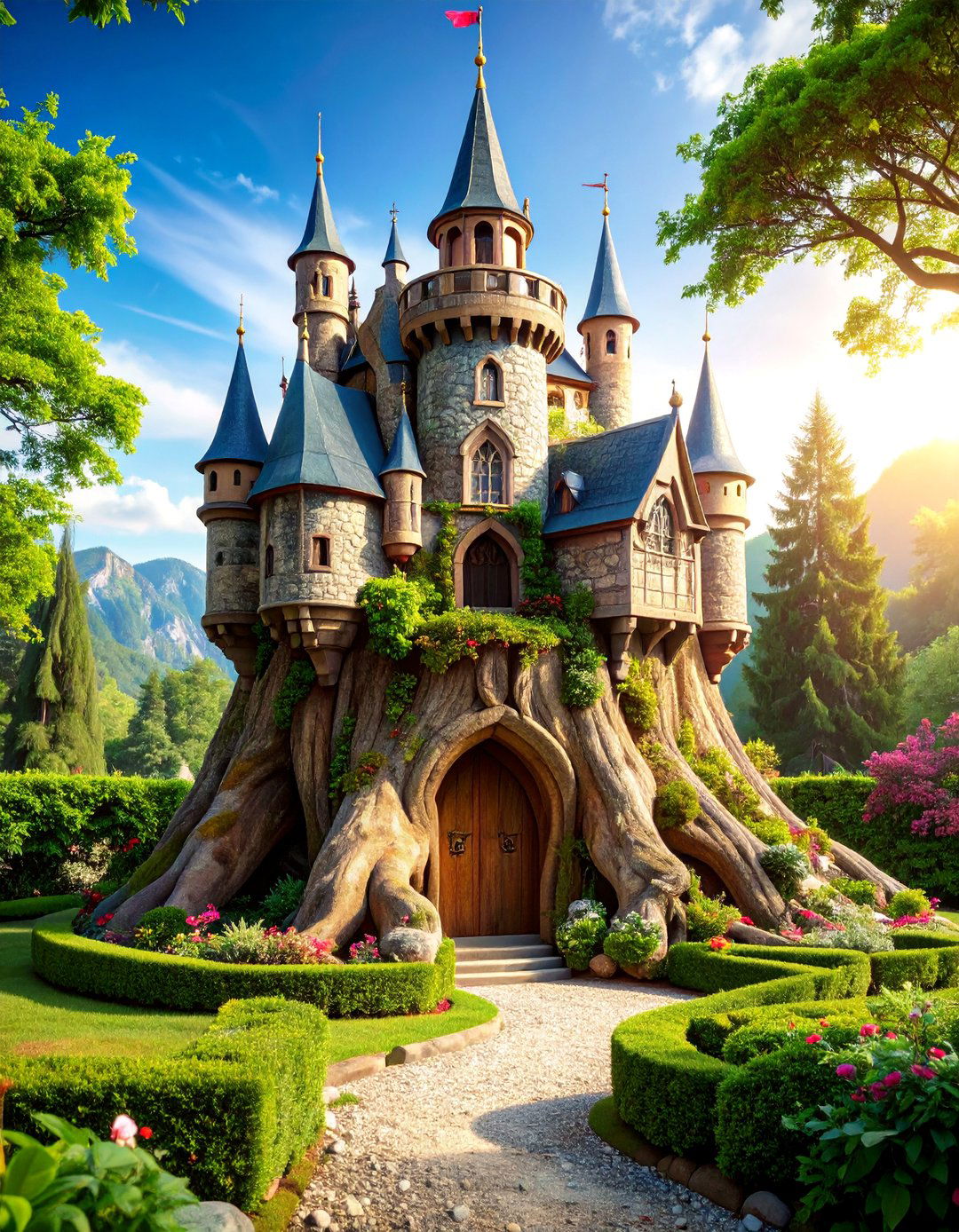 Castle Themed Fairy Kingdom Stump - 25 Tree Stump Fairy Garden Ideas