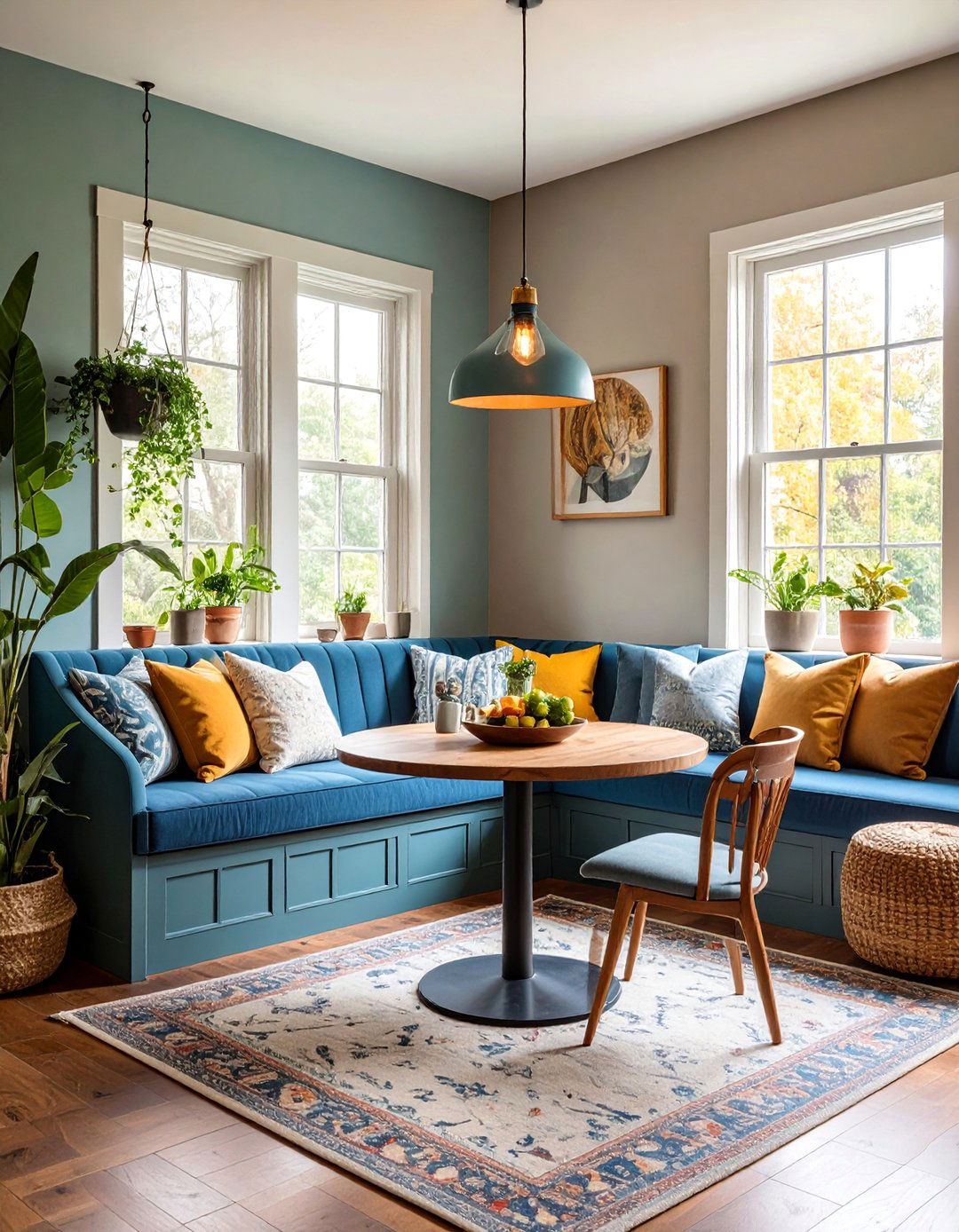 Casual Greige Breakfast Nook with Banquette Seating - 25 Greige Interior Design Ideas