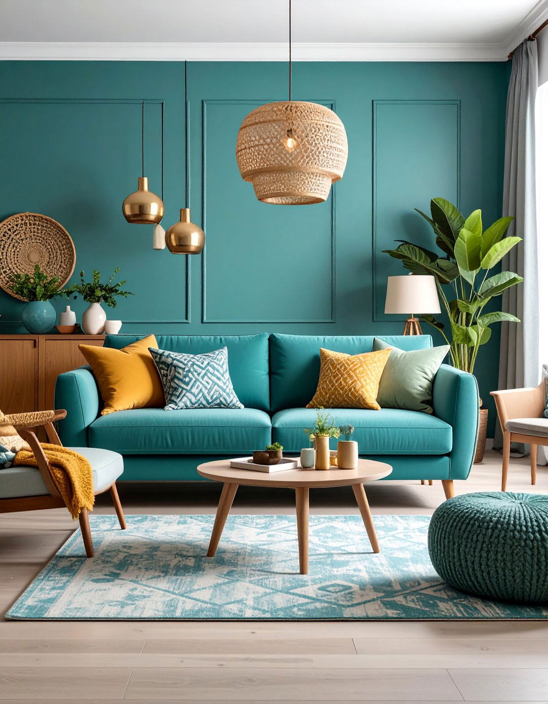 Casual Teal Family Living Room - 25 Teal Living Room Ideas