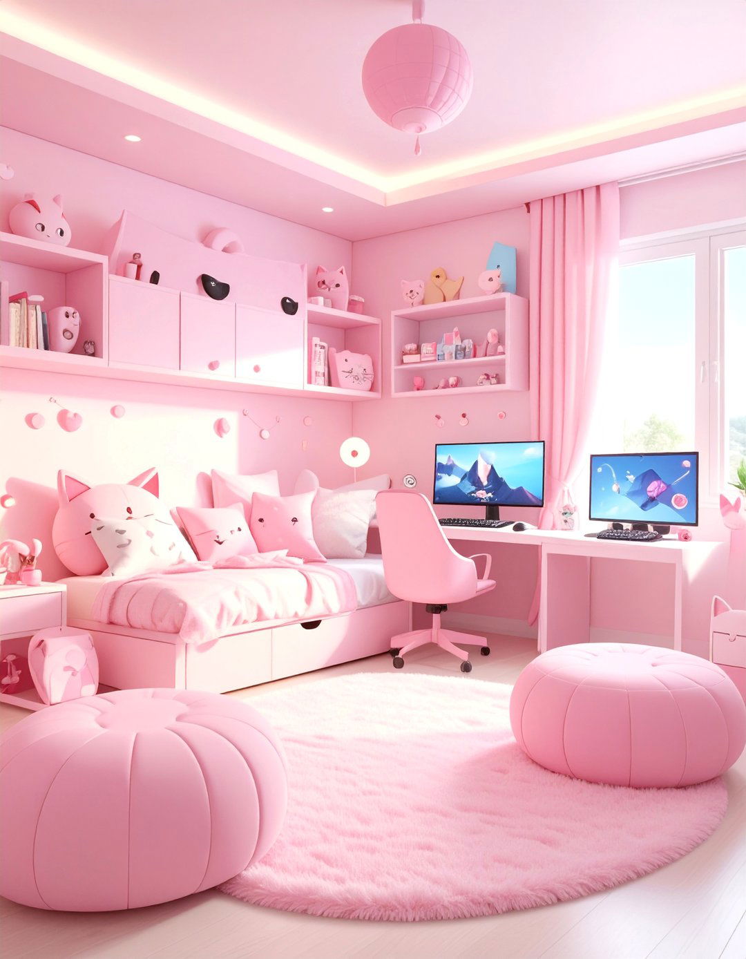 Cat Themed Pink Gaming Paradise - 25 Pink Gaming Setup Ideas