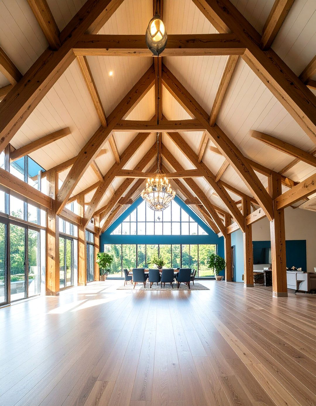 Cathedral Ceiling with Symmetrical Exposed Trusses - 25 Vaulted Ceiling Ideas