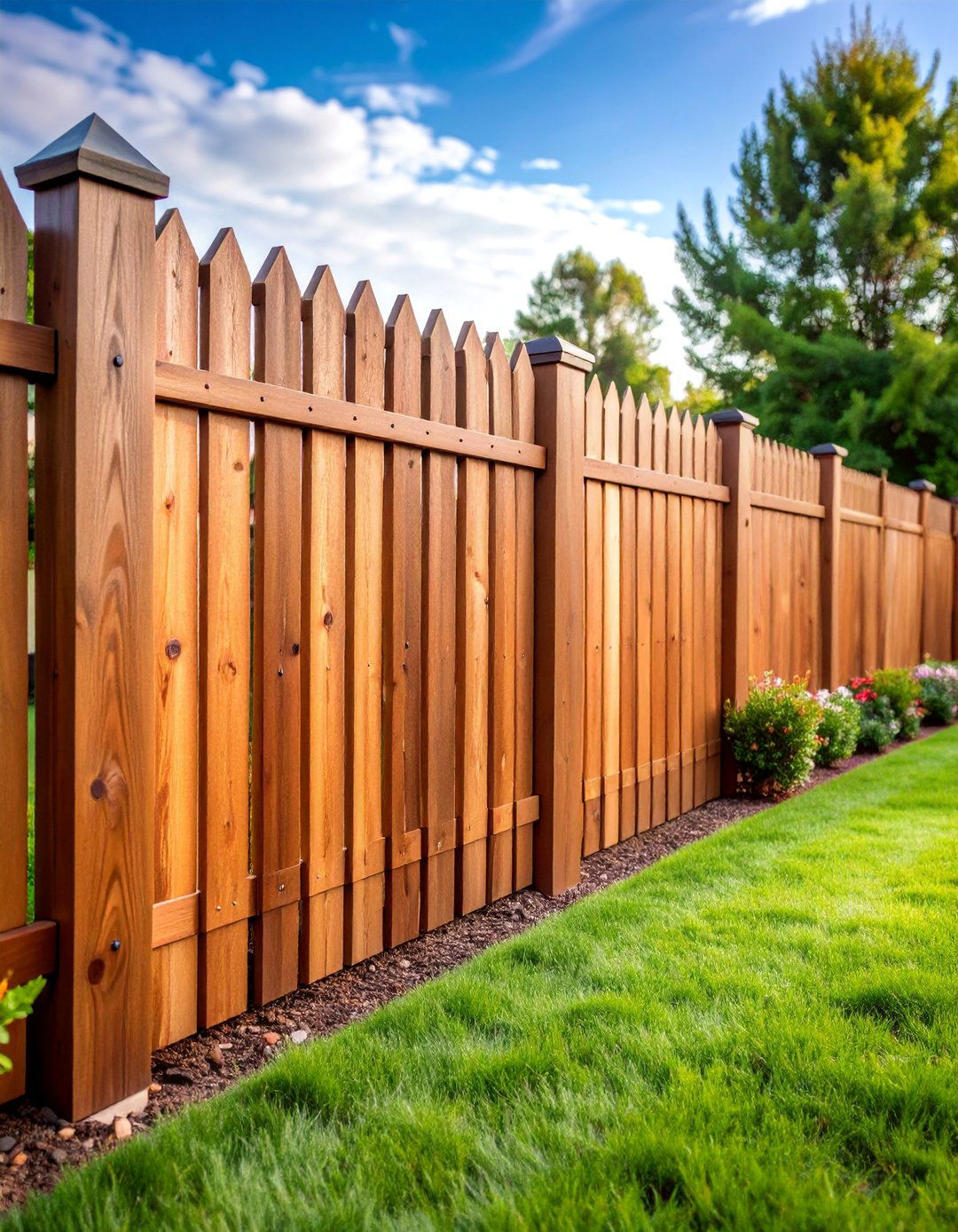 Cedar Board Fence with Natural Beauty - 25 Front Yard Fence Ideas
