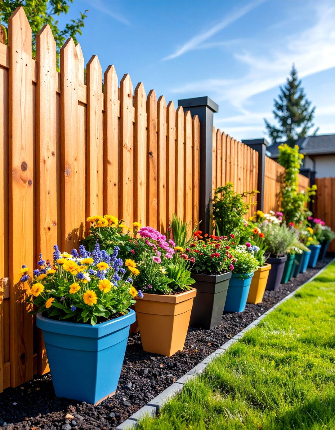 Cedar Fence with Built In Planter Boxes - 25 Wood Fence Ideas