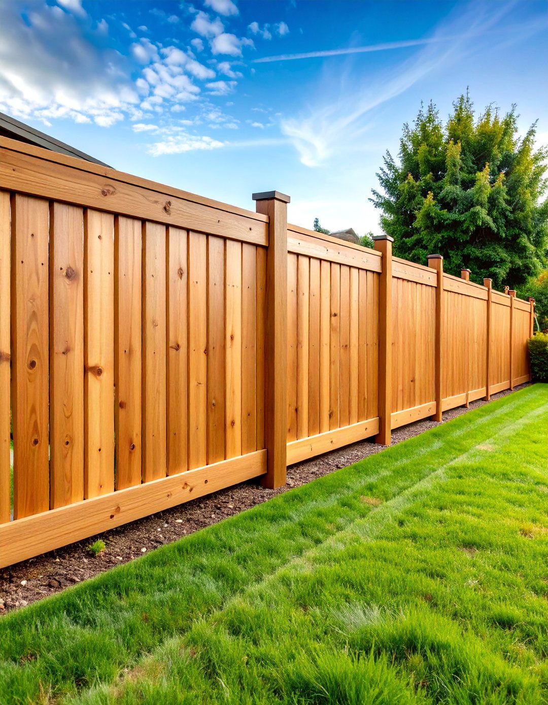 Cedar Horizontal Fence with Minimal Gap Design - 25 Cedar Fence Ideas