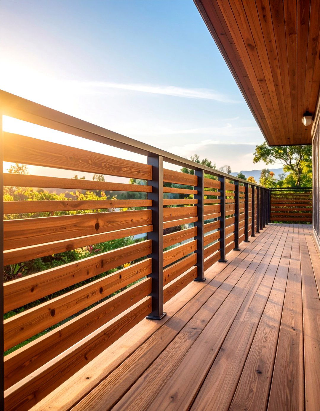 Cedar Horizontal Slat Railing - 25 Horizontal Deck Railing Ideas