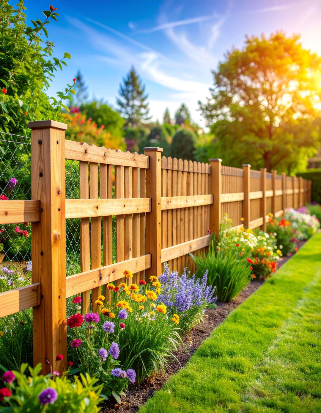 Cedar Post and Rail Fence with Climbing Support - 25 Vegetable Garden Fence Ideas