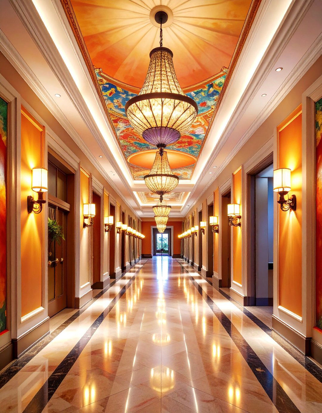Ceiling Focused Hallway with Overhead Design Elements - 25 Narrow Hallway Ideas