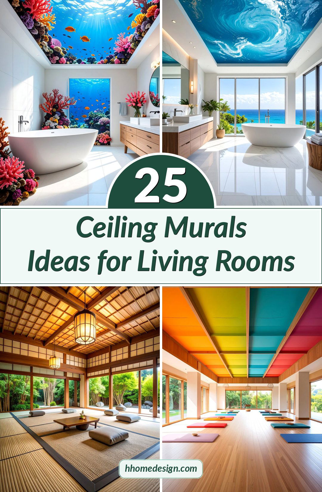 25 Ceiling Murals Ideas for Living Rooms