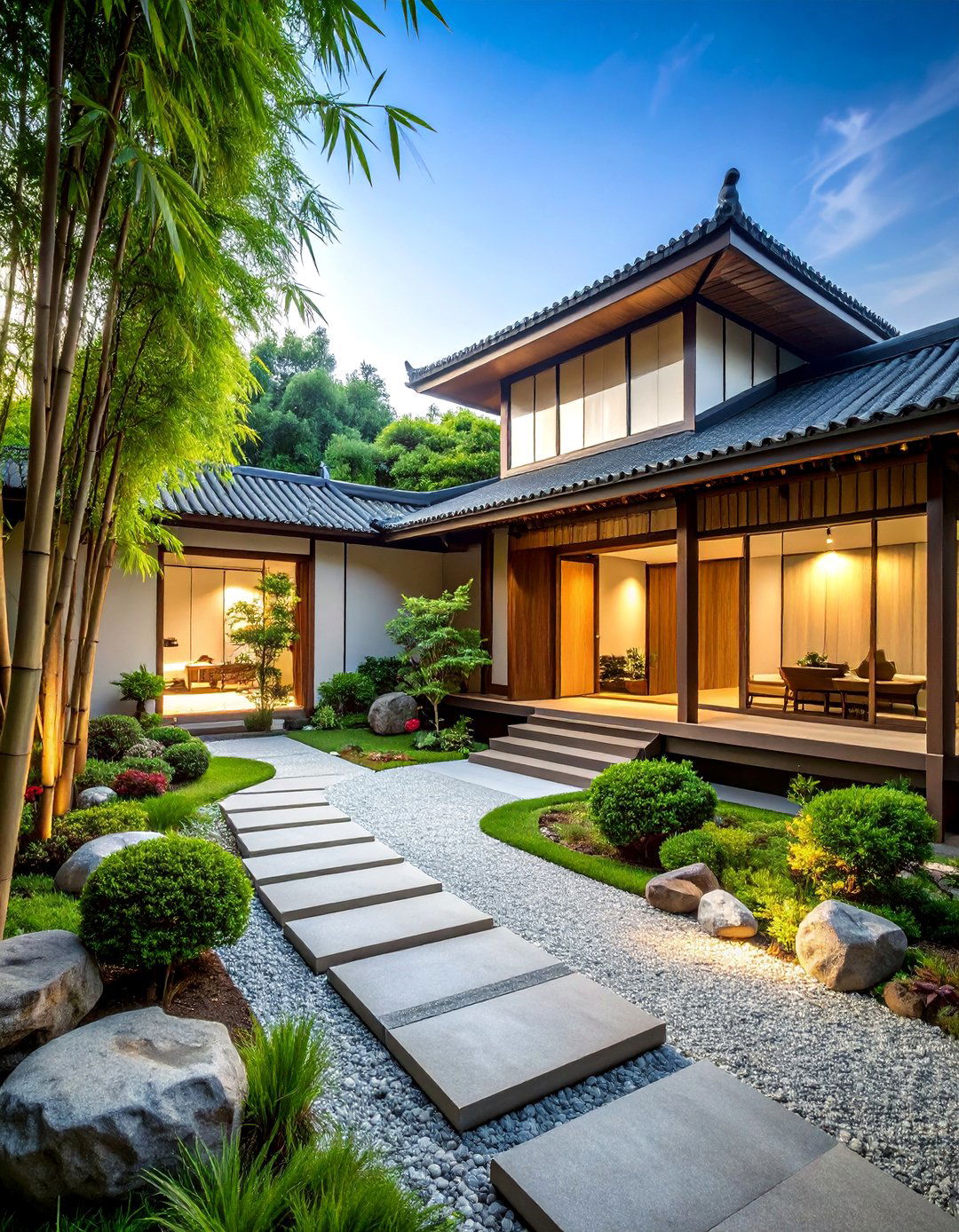 Celadon Green Asian Inspired with Bamboo - 25 Dark Green Exterior Paint Color Schemes