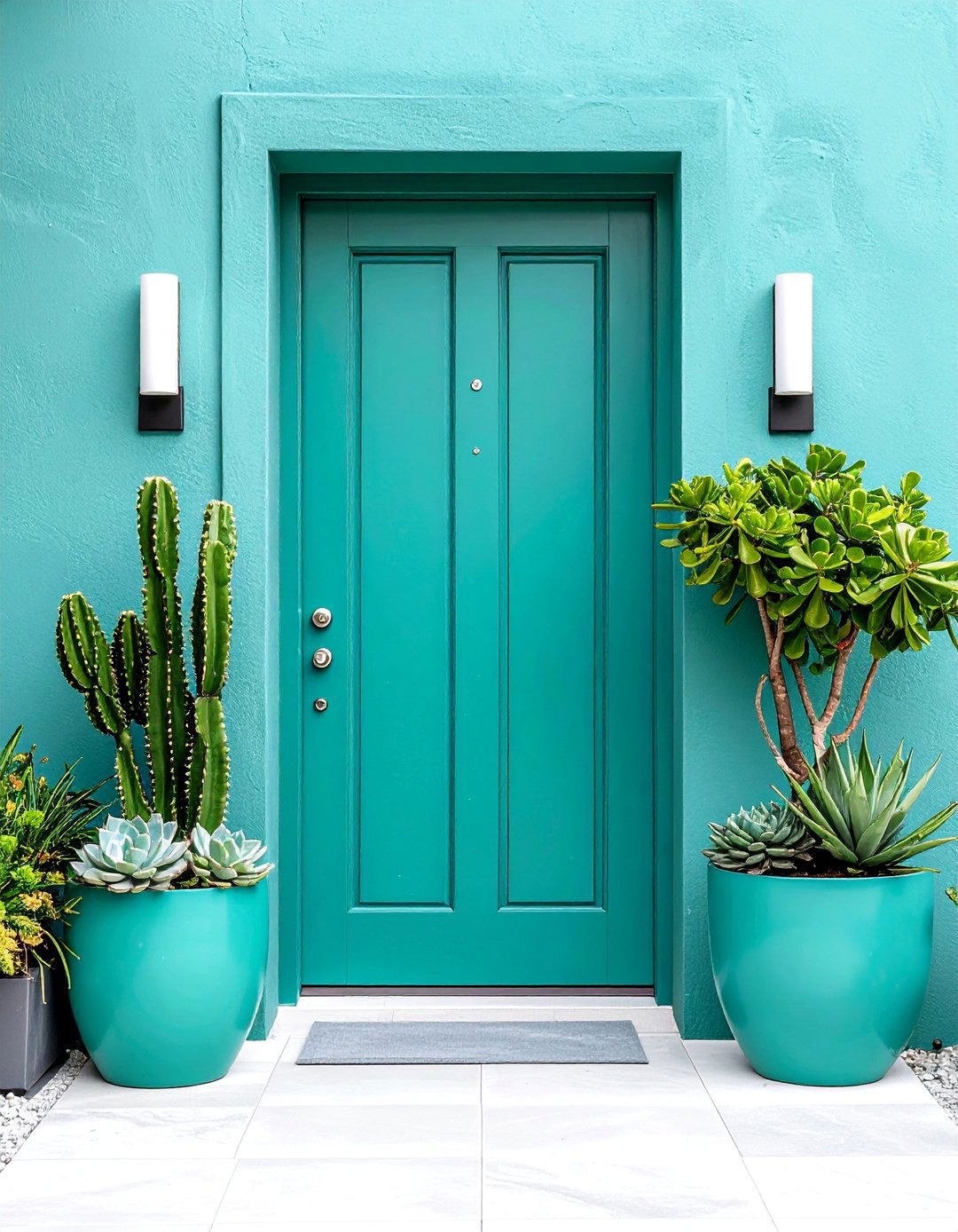 Celadon Green Front Door with Modern Minimalism - 25 Green Front Door Ideas