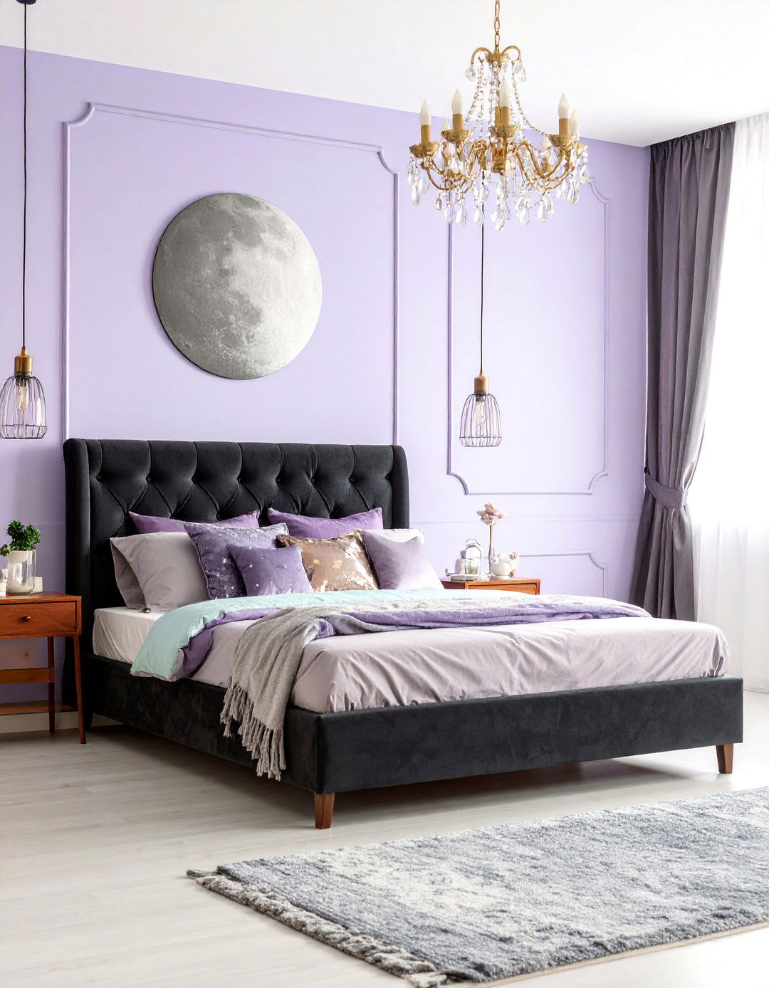 Celestial Gothic Bedroom with Moon Phase Decor - 25 Pastel Goth Bedroom Ideas